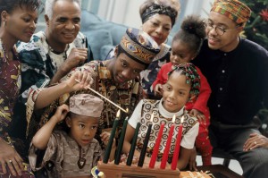 Close-up of a family celebrating Kwanzaa